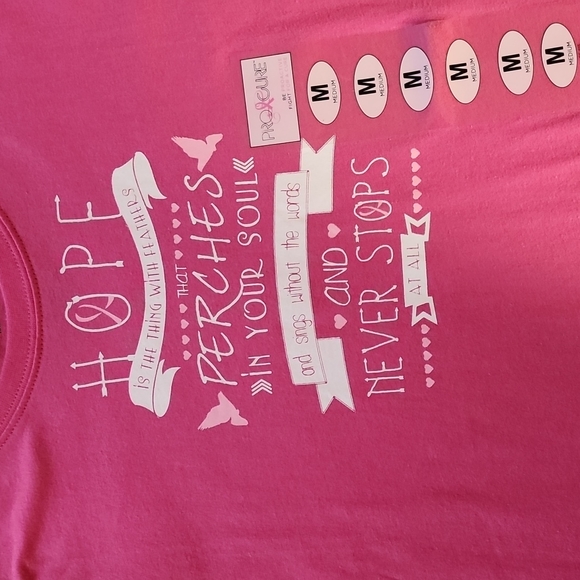 PRO CURE FIGHT FOR A CURE WOMENS T-SHIRT PINK SIZE M NWT (A18) - Picture 3 of 3